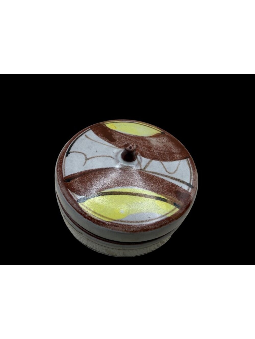 Artigia Signed Handmade Ceramic Lidded Dish Abstract Artist Rustic Pottery gift